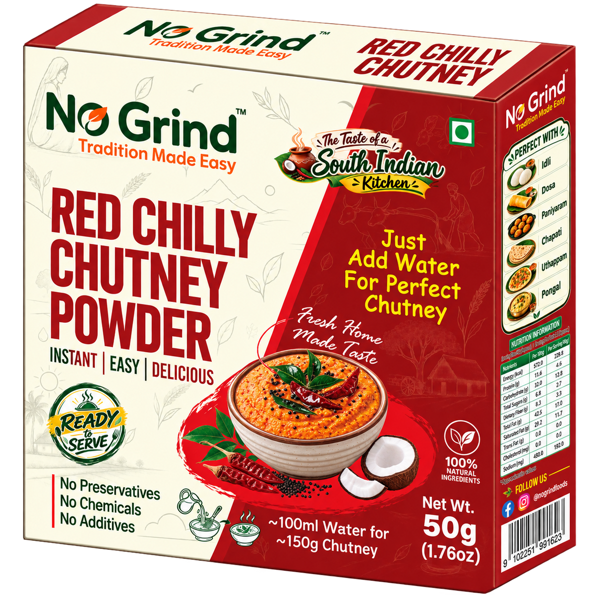 No Grind Red Chilly Chutney Powder | Spicy Instant Chutney Mix