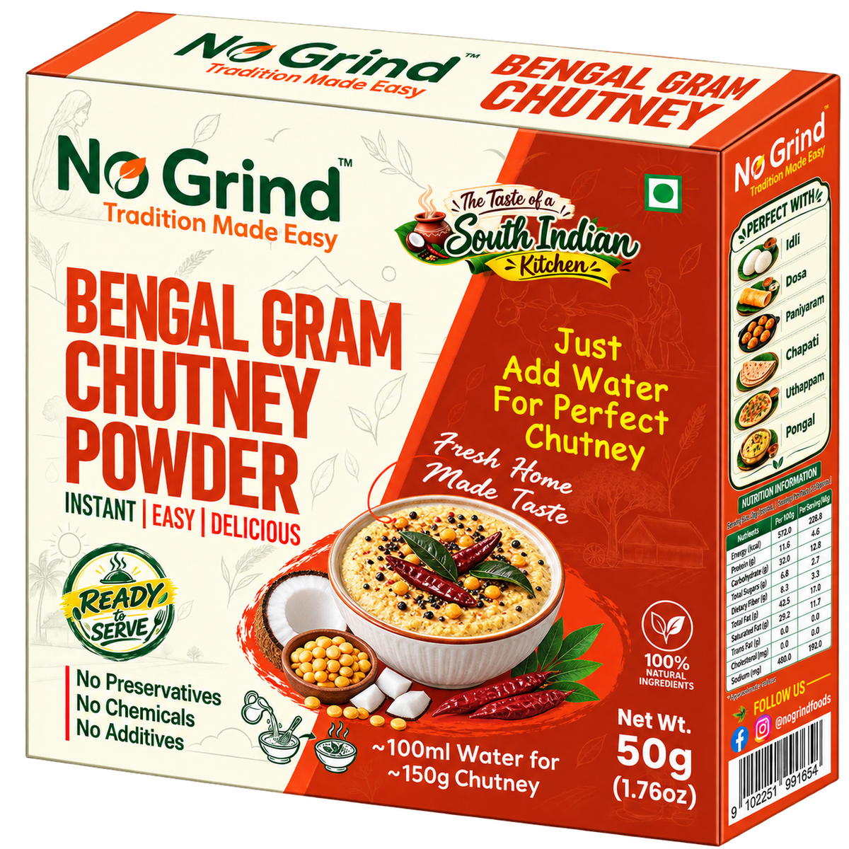 No Grind Bengal Gram Chutney Powder | Protein Rich Instant Chutney Mix