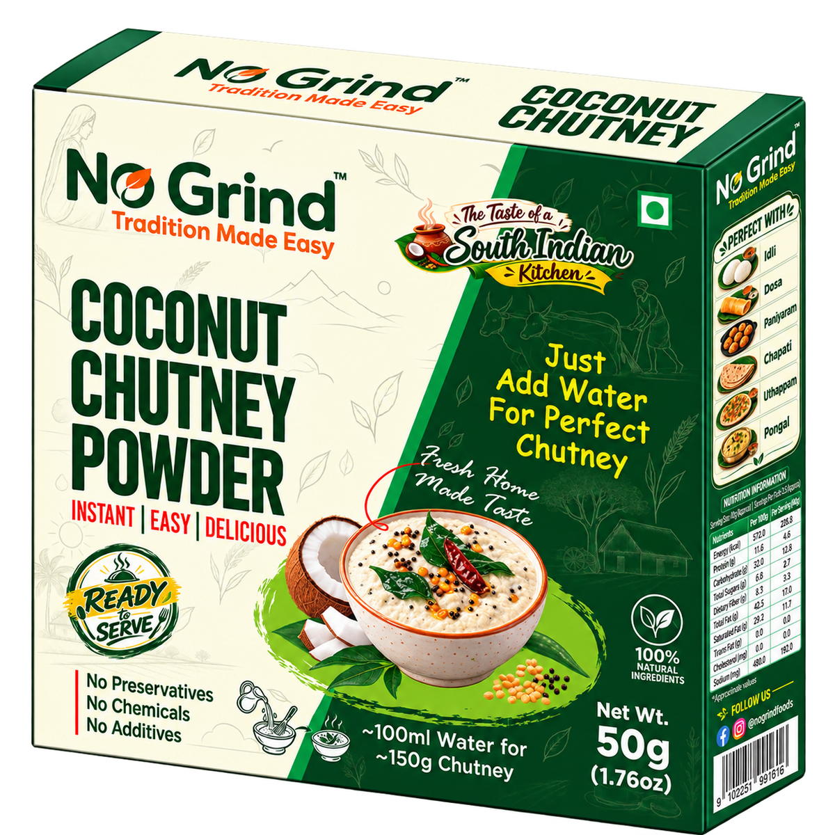 No Grind Coconut Chutney Powder | Instant South Indian Chutney Mix