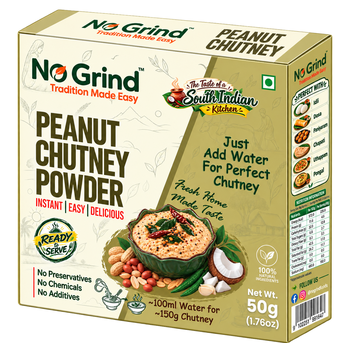 No Grind Peanut Chutney Powder | Creamy Instant Chutney Mix