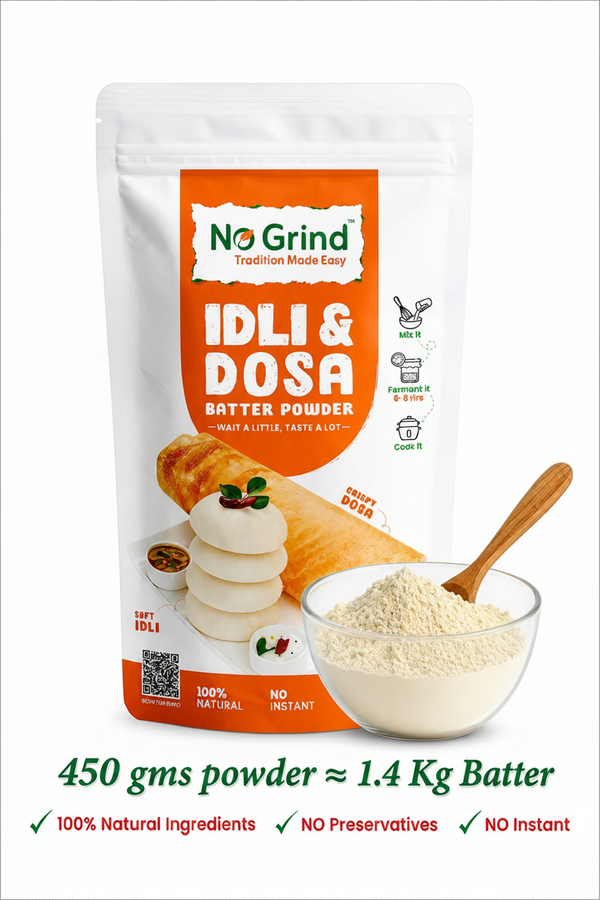 No Grind™ Natural Dosa & Idli Batter Powder Mix – 100% Preservative‑Free | Traditional Taste