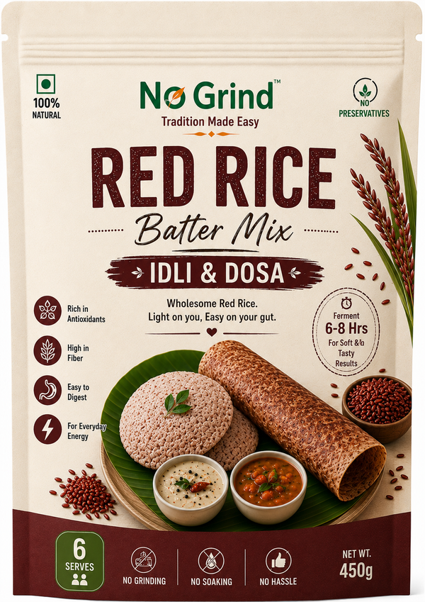 No Grind Red Rice Batter Mix | Idli & Dosa Pre-Mix | 450 gms