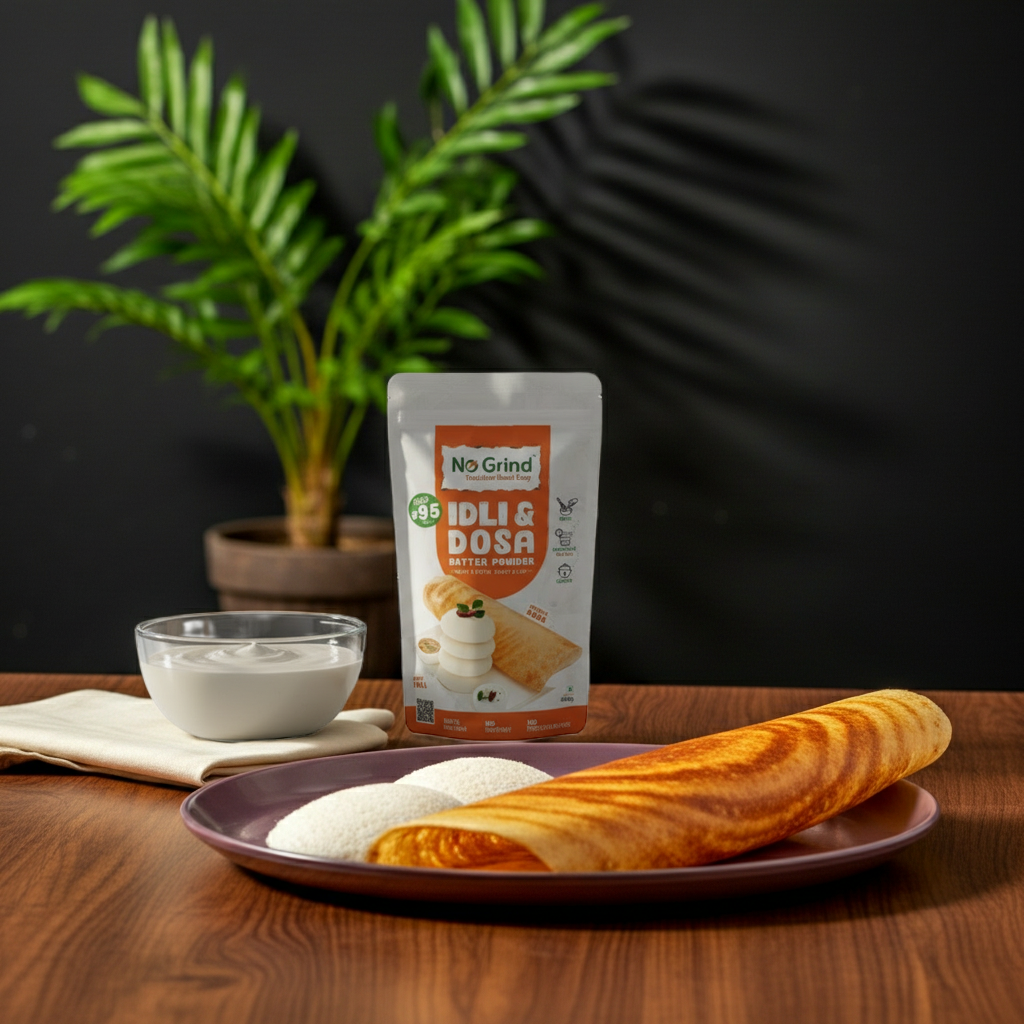 No Grind™ Natural Dosa & Idli Batter Powder Mix – 100% Preservative‑Free | Traditional Taste